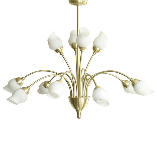 Diyas Rimini 69cm  12 Light G9 Satin Brass/Opal Glass Ceiling Pendant Light Fitting