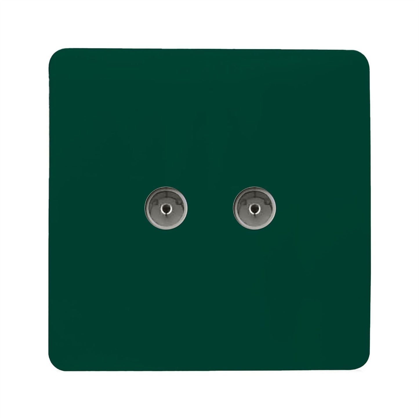 Trendi Artistic Modern Glossy Tactile 2 Gang TV Socket Dark Green