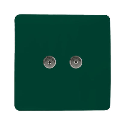 Trendi Artistic Modern Glossy Tactile 2 Gang TV Socket Dark Green