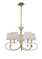 Mantra Mara 78cm Pendant 5 Light E14, French Gold with Ivory White Shades