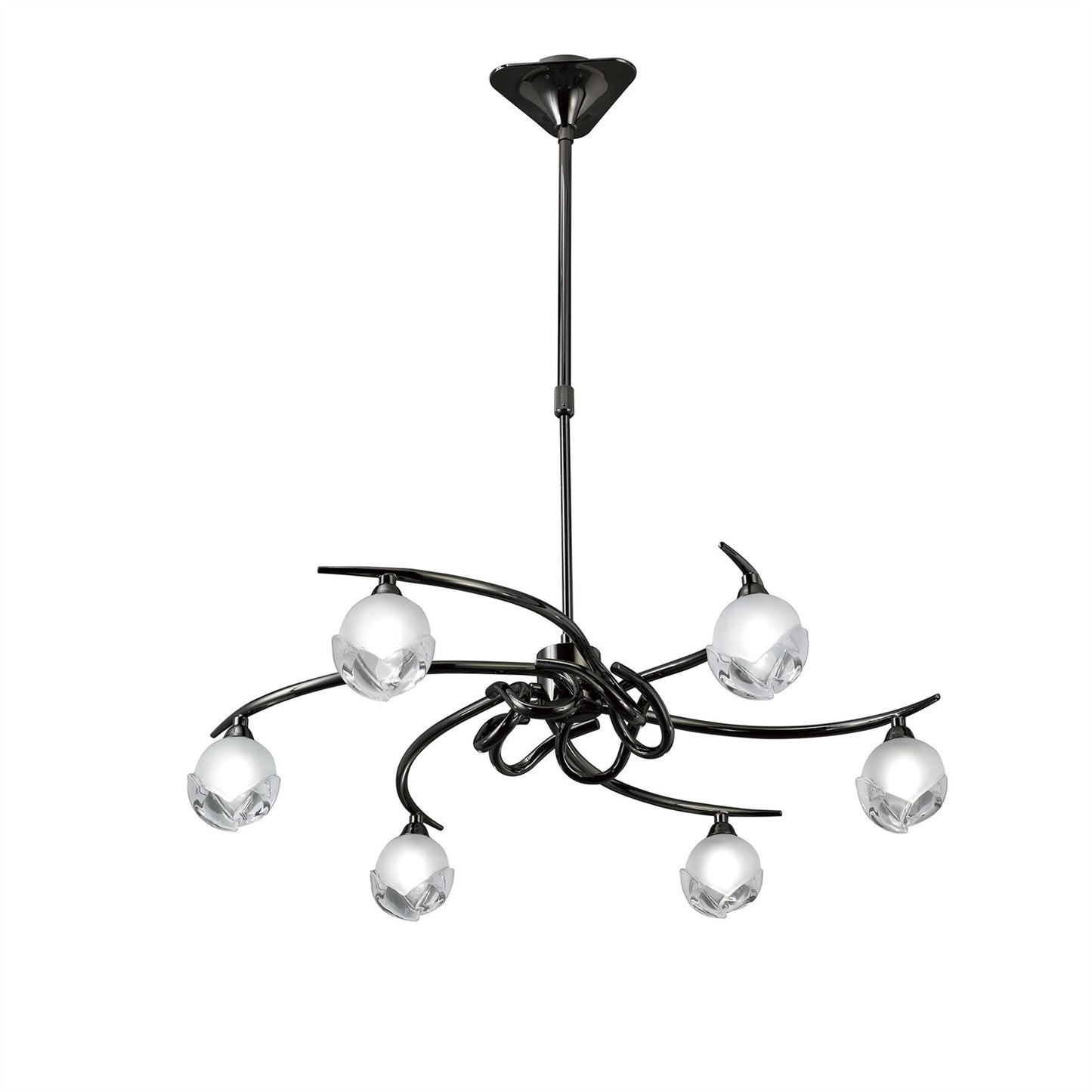 Mantra Fragma 69cm Telescopic Convertible To Semi Flush 6 Light G9, Black Chrome