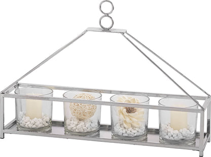 Diyas Home (DH) Athena 5 Candle Holder Medium Polished Chrome/Clear Glass Art