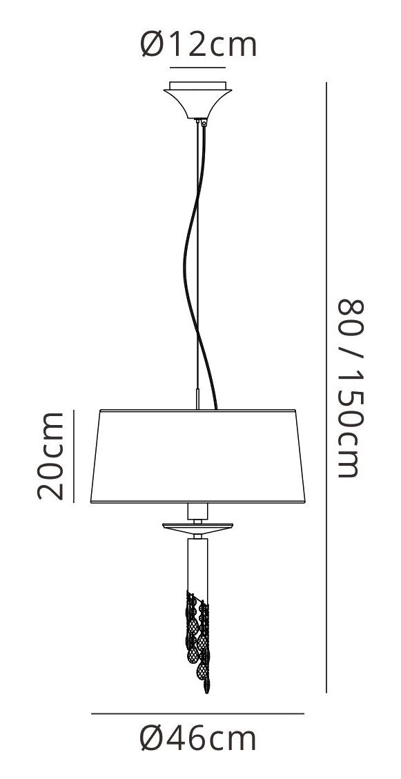 Mantra M3858 Tiffany Pendant 3+1 Light E27+G9, Polished Chrome with White Shade & Clear Crystal