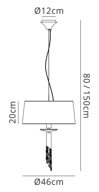Mantra M3858 Tiffany Pendant 3+1 Light E27+G9, Polished Chrome with White Shade & Clear Crystal