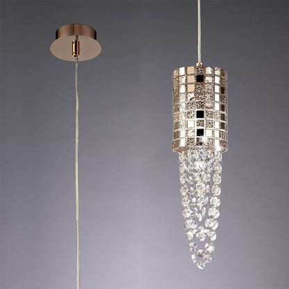 Diyas Camden 10cm Single  1 Light G9 Rose Gold/Mosaic Glass/Crystal Ceiling Pendant Light Fitting