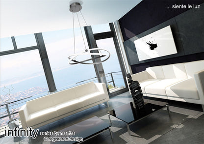 Mantra M5380 Infinity Pendant 42W LED 3000K, 3400lm, Silver/Polished Chrome/White Acrylic, 3yrs Warranty
