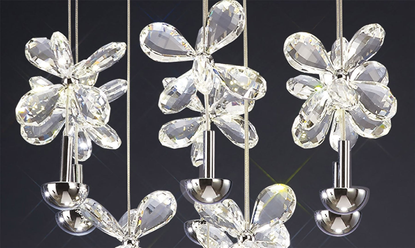 Diyas Aviva 40cm  Round 10 Light 4000K LED Polished Chrome/Crystal Ceiling Pendant Light Fitting