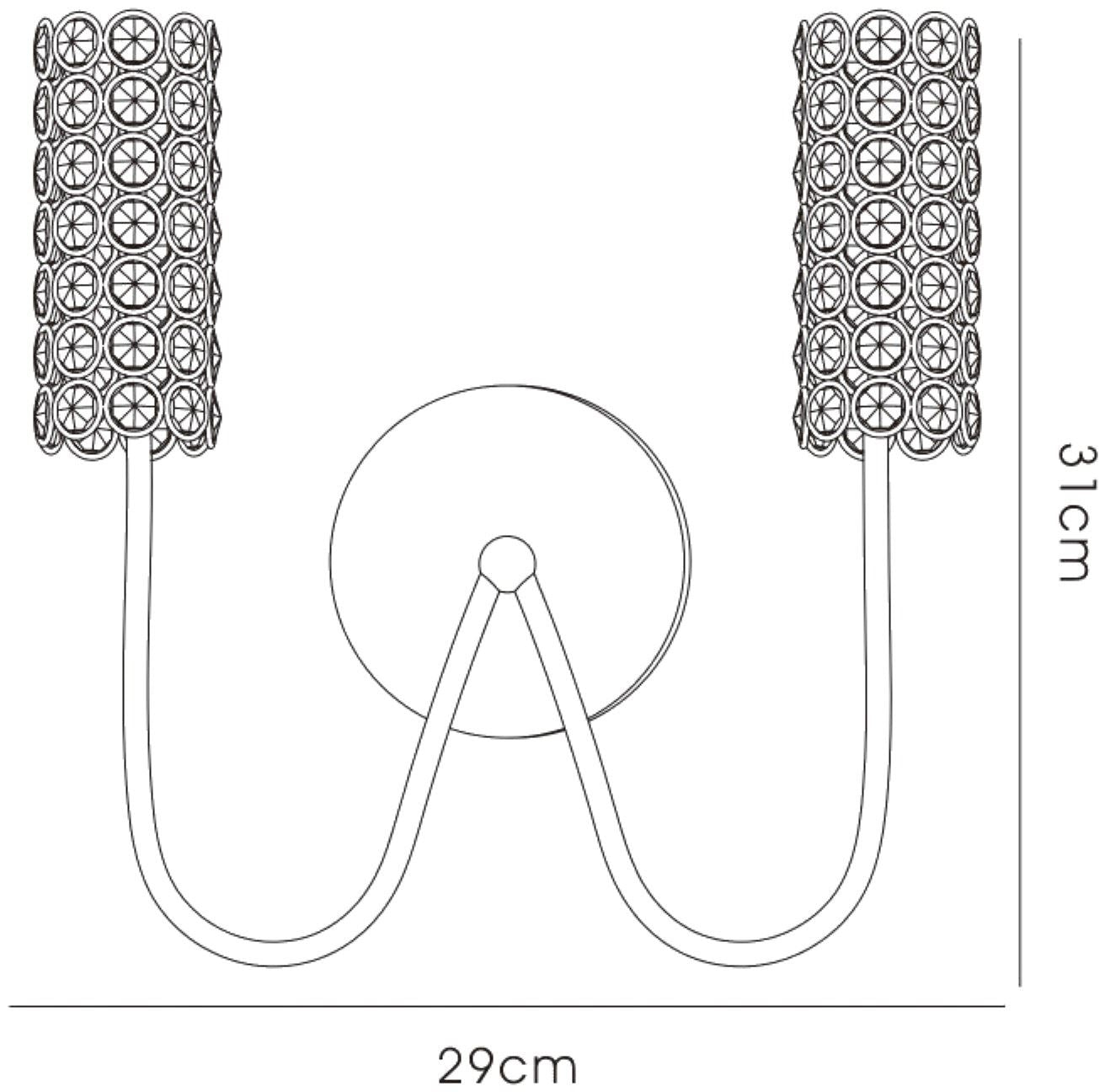 Diyas Martina Wall Light 2 Light G4 Polished Chrome/Crystal, NOT LED/CFL Compatible