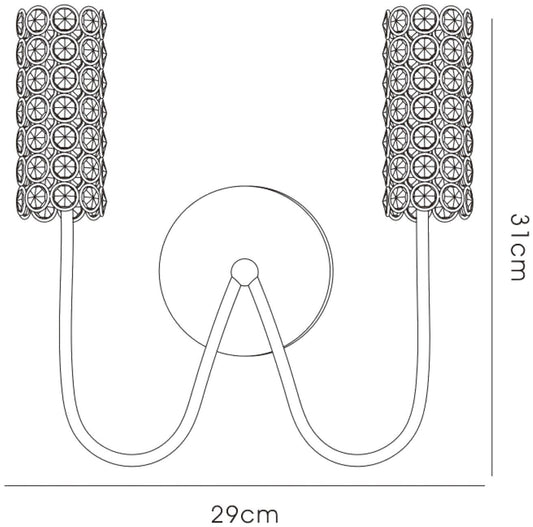 Diyas Martina Wall Light 2 Light G4 Polished Chrome/Crystal, NOT LED/CFL Compatible