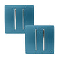 Trendi 2 Gang 2 Way 240V Screwless Artistic Modern Glossy 10 Amp Chrome Rocker Electrical Wall Light Switch in Ocean Blue (2 pack)