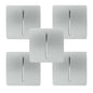 Trendi 1 Gang 2 Way 240V Screwless Artistic Modern Glossy 10 Amp Chrome Rocker Single Electrical Wall Light Switch in Platinum Silver (5 pack)