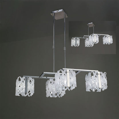 Mantra M1257 Tokio Rectangular Telescopic Semi Flush Convertible 4 Light G9 Line, Gloss White/Polished Chrome