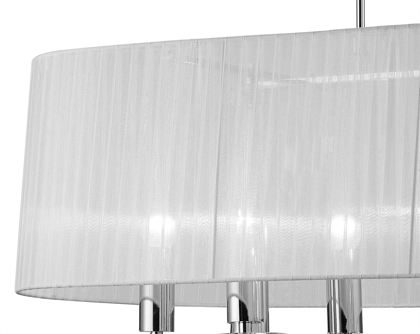 Mantra M3853 Tiffany Pendant 6+6 Light E27+G9 Oval, Polished Chrome with White Shade & Clear Crystal