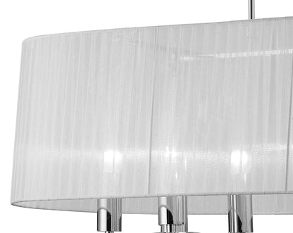 Mantra M3853 Tiffany Pendant 6+6 Light E27+G9 Oval, Polished Chrome with White Shade & Clear Crystal