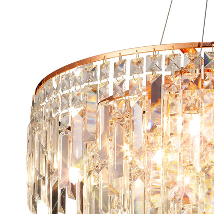 Diyas Maddison 60cm  Round 8 Light G9 Rose Gold/Crystal Ceiling Pendant Light Fitting