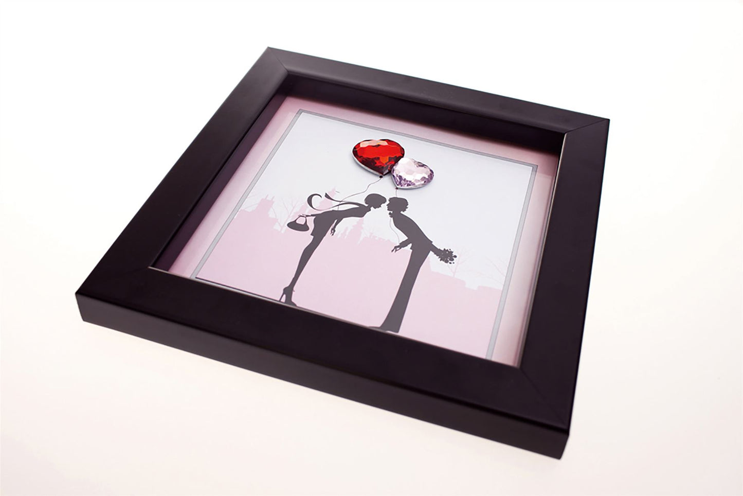 Diyas Home Crystal Wall Art (DH) Emotion Couple Kissing, Black Frame Red, Pink Crystal Framed