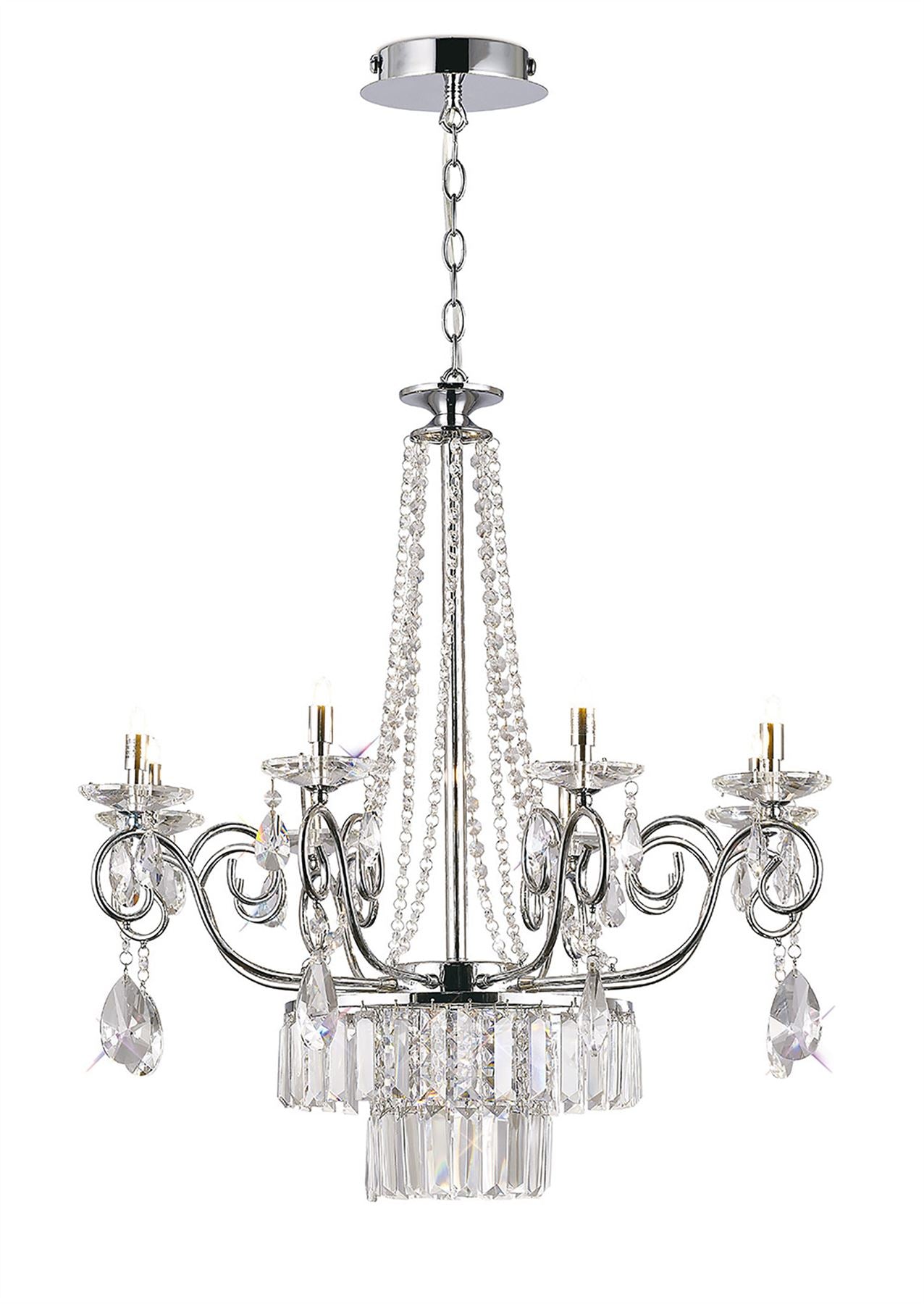 Diyas Eden 72cm  8 Light G9 Polished Chrome/Crystal Ceiling Pendant Light Fitting