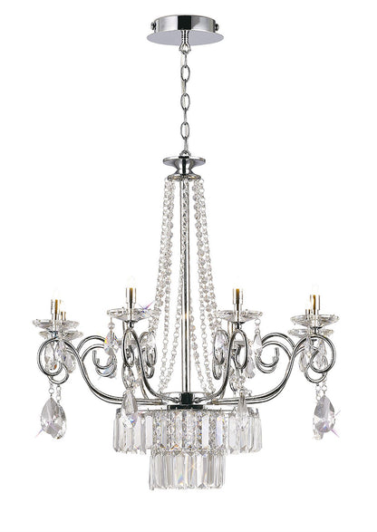 Diyas Eden 72cm  8 Light G9 Polished Chrome/Crystal Ceiling Pendant Light Fitting