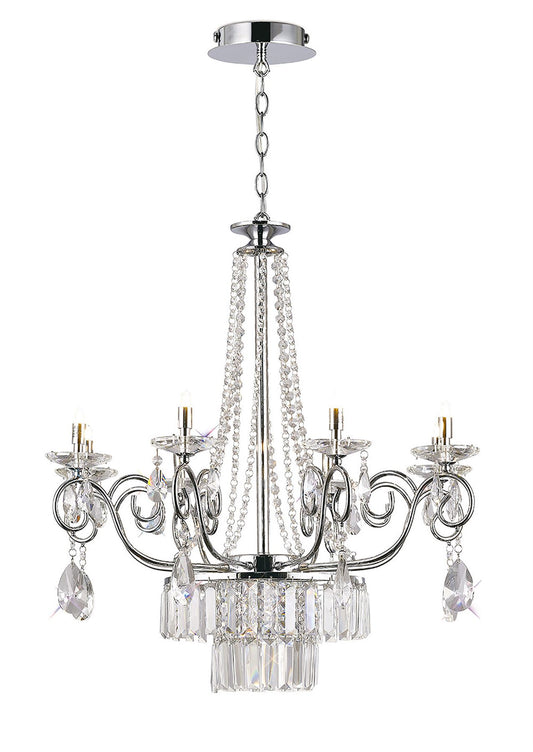 Diyas Eden 72cm  8 Light G9 Polished Chrome/Crystal Ceiling Pendant Light Fitting