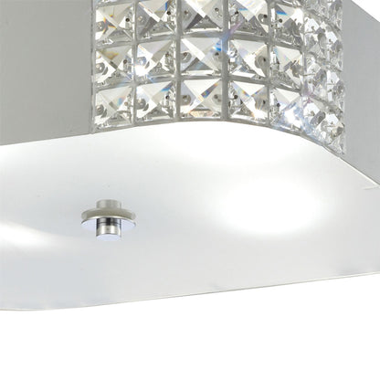 Diyas Denver Square Flush  4 Light E27, Matt White/Frosted Glass/Polished Chrome Ceiling Light Fitting