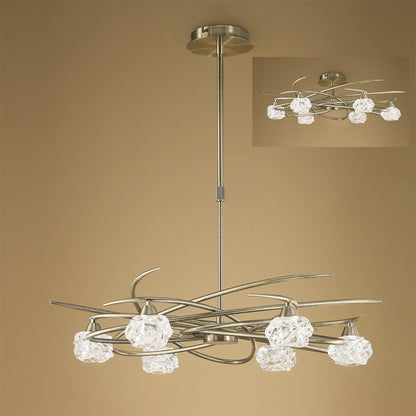 Mantra M4072 Maremagnum Telescopic Semi Flush Convertible 6 Light G9, Antique Brass