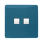 Trendi Switch 2 Gang RJ45 Cat 6 Modern Designer PC Ethernet Socket in Ocean Blue