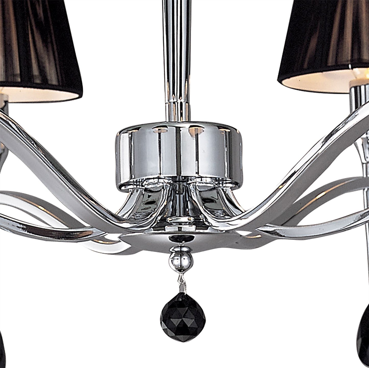 Mantra M0344 Siena Semi Ceiling Round 6 Light E14, Polished Chrome with Black Shades and Black Crystal