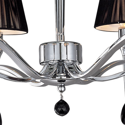 Mantra M0344 Siena Semi Ceiling Round 6 Light E14, Polished Chrome with Black Shades and Black Crystal