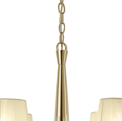 Mantra Tiffany 55cm Pendant 4+4 Light E14+G9, French Gold with Cream Shades & Clear Crystal