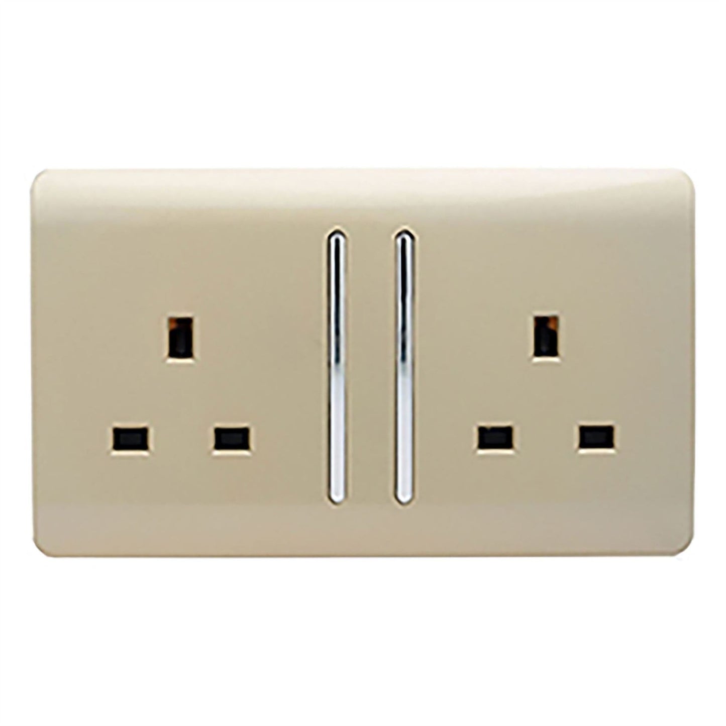 Trendi 2 Gang Artistic Modern 13 Amp Switched Plug Socket Gold ART-SKT213LGO