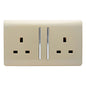Trendi 2 Gang Artistic Modern 13 Amp Switched Plug Socket Gold ART-SKT213LGO