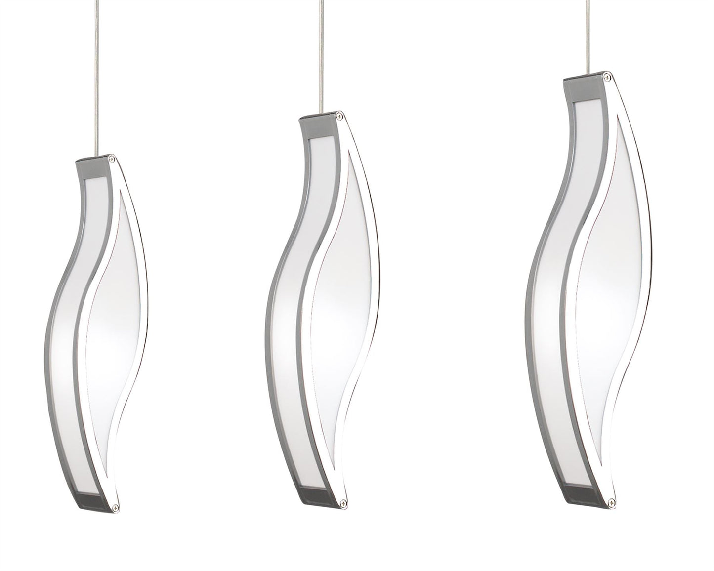 Mantra Sintesys Linear Pendant 3 Drop E27 3 Light E27 Bar, Polished Chrome/White Acrylic, CFL Lamps INCLUDED