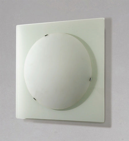 Diyas Zara Flush  Light Medium Square 2 Light Satin Nickel/Opal Glass Ceiling Light Fitting