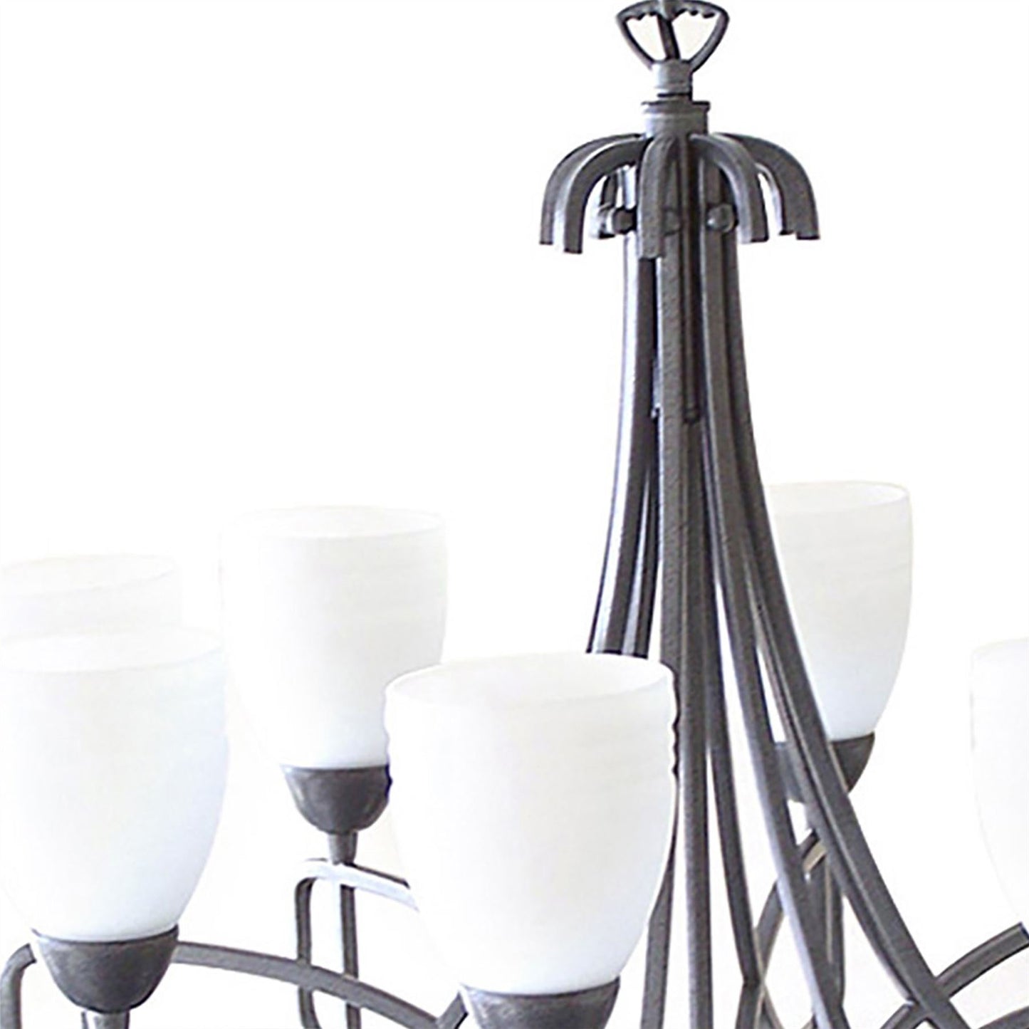 Diyas Ortona 60cm  8 Light E14 Russet Brown/Opal Glass Ceiling Pendant Light Fitting