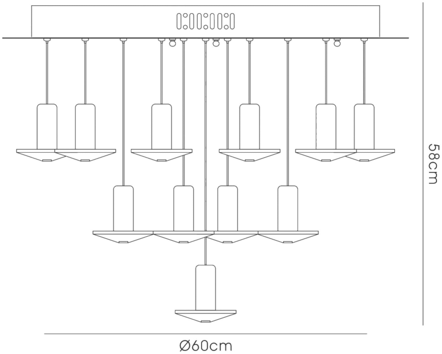 Diyas Troy 60cm  Round 19 Light G4 Polished Chrome/Crystal, NOT LED/CFL Compatible Ceiling Pendant Light Fitting