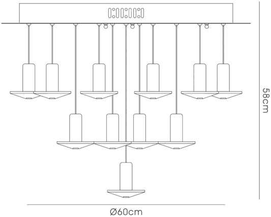 Diyas Troy 60cm  Round 19 Light G4 Polished Chrome/Crystal, NOT LED/CFL Compatible Ceiling Pendant Light Fitting