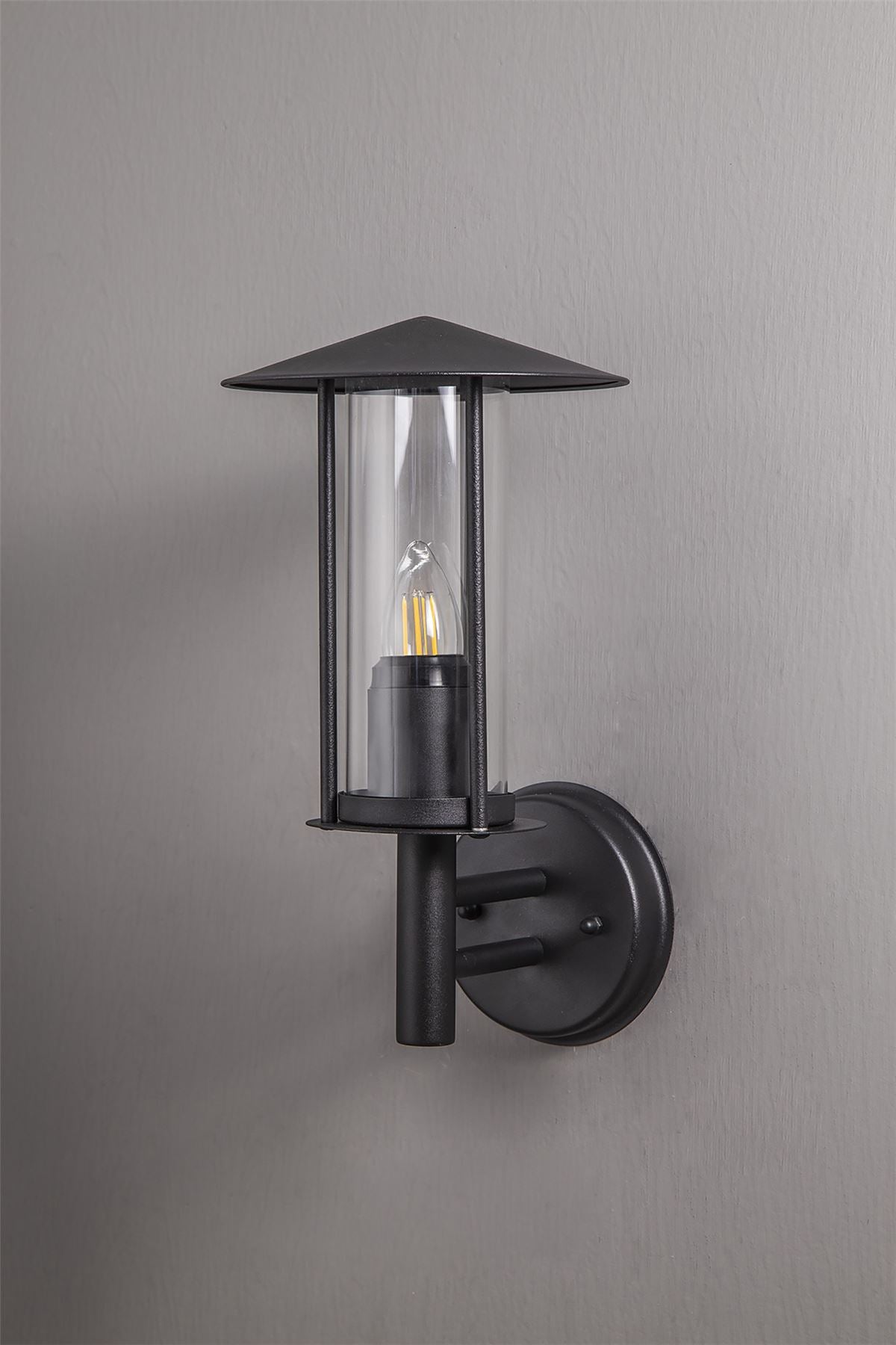 Deco Dalton Wall Light 1 Light E27 IP44 Exterior Black/Clear