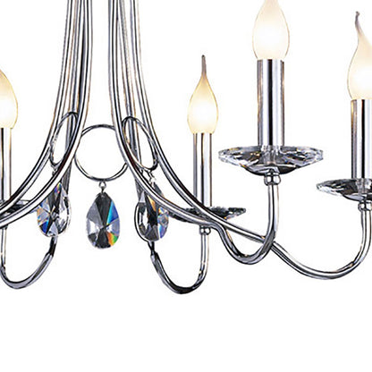 Diyas Danya 67cm  Round 6 Light E14 Polished Chrome/Crystal Ceiling Pendant Light Fitting