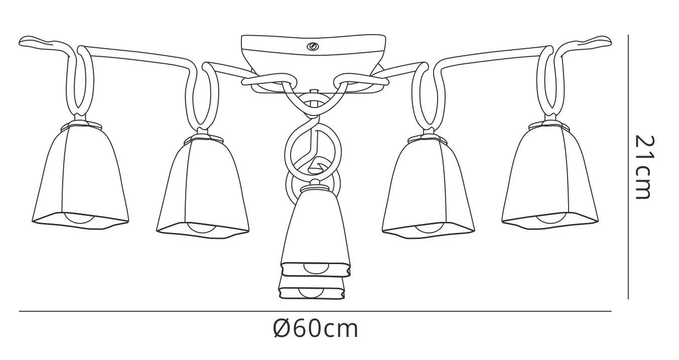 Mantra (0001 001) Oberture 60cm Ceiling 6 Light E14, Brown/Black Oxide