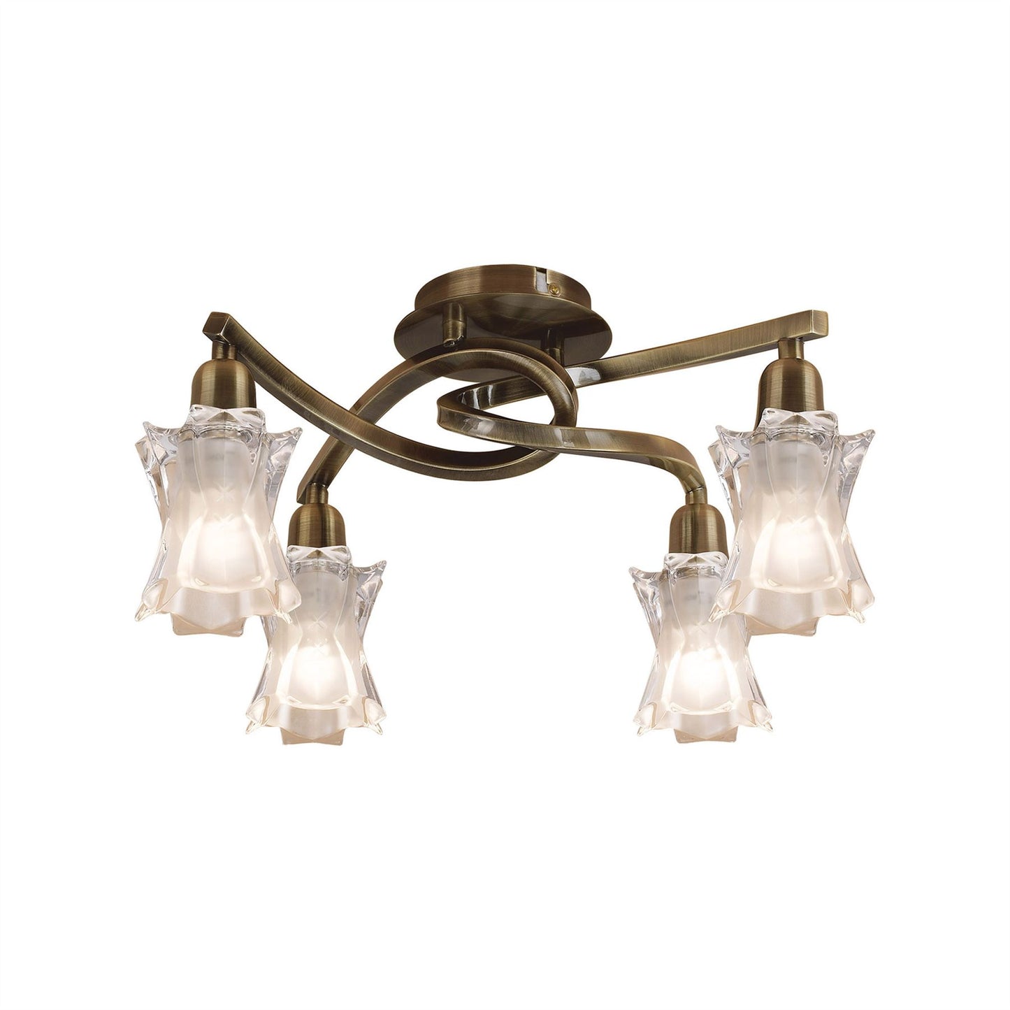 Mantra Alaska GU10 40cm Ceiling 4 Light L1/SGU10, Antique Brass, CFL Lamps INCLUDED
