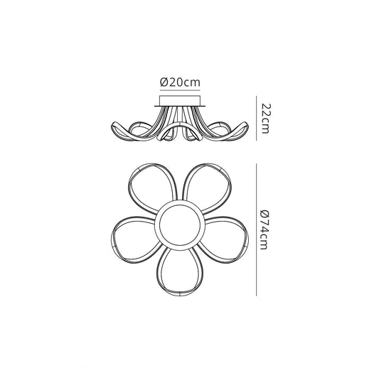 Mantra M5916 Knot Ceiling 74cm Round 5 Looped Arms 60W LED 3000K, 4800lm, Dimmable Silver/Frosted Acrylic/Polished Chrome, 3yrs Warranty - M5916 Ceiling
