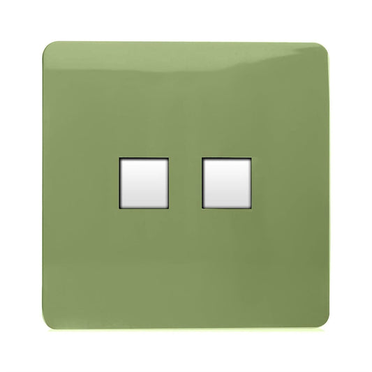 Trendi Switch 2 Gang RJ45 Cat 6 Modern Designer PC Ethernet Socket in Moss Green