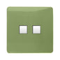 Trendi Switch 2 Gang RJ45 Cat 6 Modern Designer PC Ethernet Socket in Moss Green