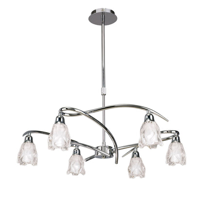 Mantra Amel 61cm Telescopic Convertible To Semi Flush 6 Light L1/SGU10, Polished Chrome, CFL Lamps INCLUDED