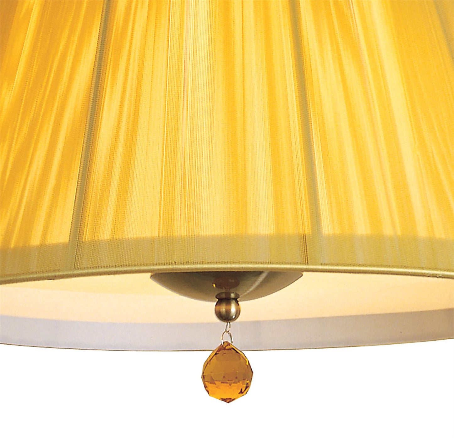Mantra Siena 40cm Pendant Round 1 Light E27, Antique Brass with Amber Cream Shade and Amber Crystal