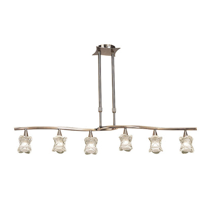 Mantra Rosa Del Desierto Telescopic Linear Pendant Line 6 Light G9, Antique Brass