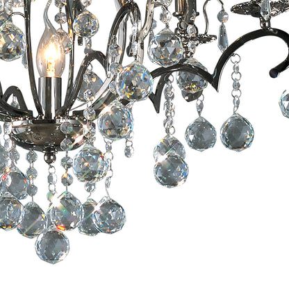 Diyas Pescara 65cm  Round 7 Light E14 Black Chrome/Crystal Ceiling Pendant Light Fitting