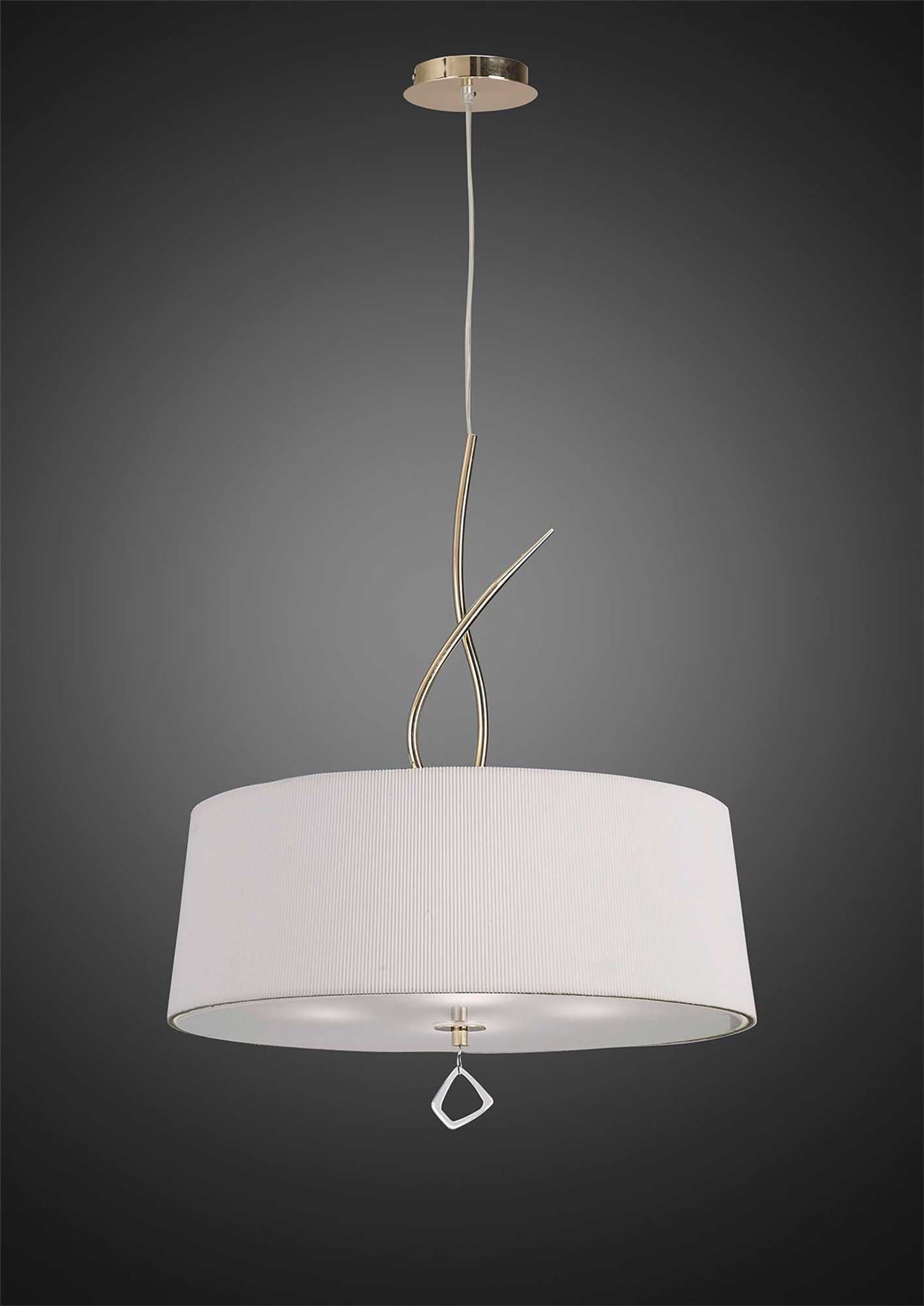 Mantra Mara 55cm Pendant 4 Light E27 Round, French Gold with Ivory White Shade