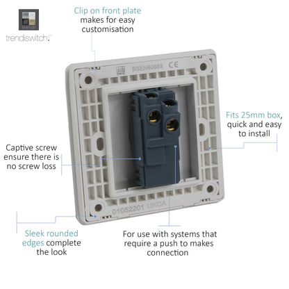 Trendi Switch 1 Gang Retractive Home Automation Switch in Matt White - ART-SSR1MWH
