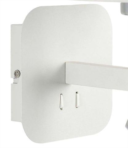 Mantra M5316 Habana Wall Light 1 Light WITHOUT SHADE E27 + Reading Light 3W LED 4000K, 200lm, Matt White/Polished Chrome, 3yrs Warranty